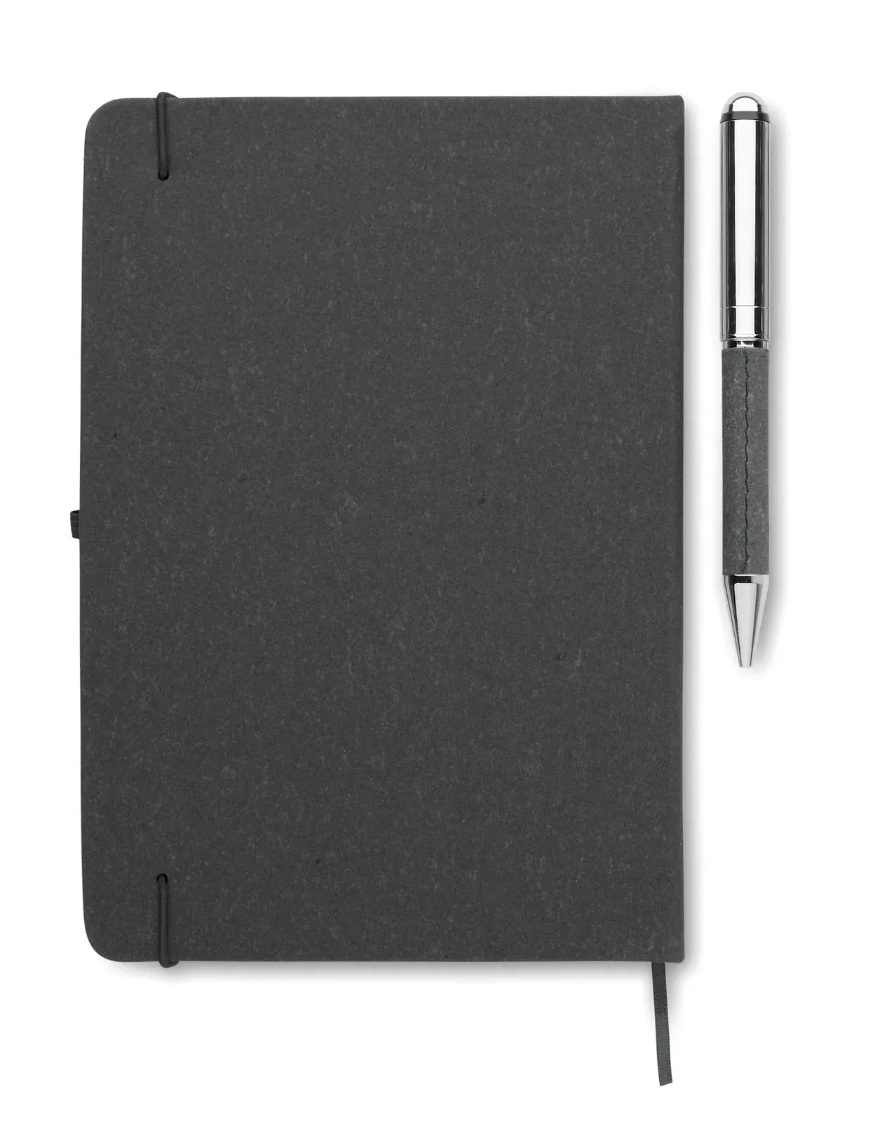 Eleganote A5 Recycled Leather Notebook & Pen Gift Set – FSC-Certified, Presented in Craft Box — Black