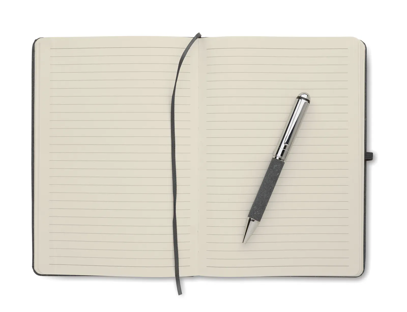 Eleganote A5 Recycled Leather Notebook & Pen Gift Set – FSC-Certified, Presented in Craft Box — Black