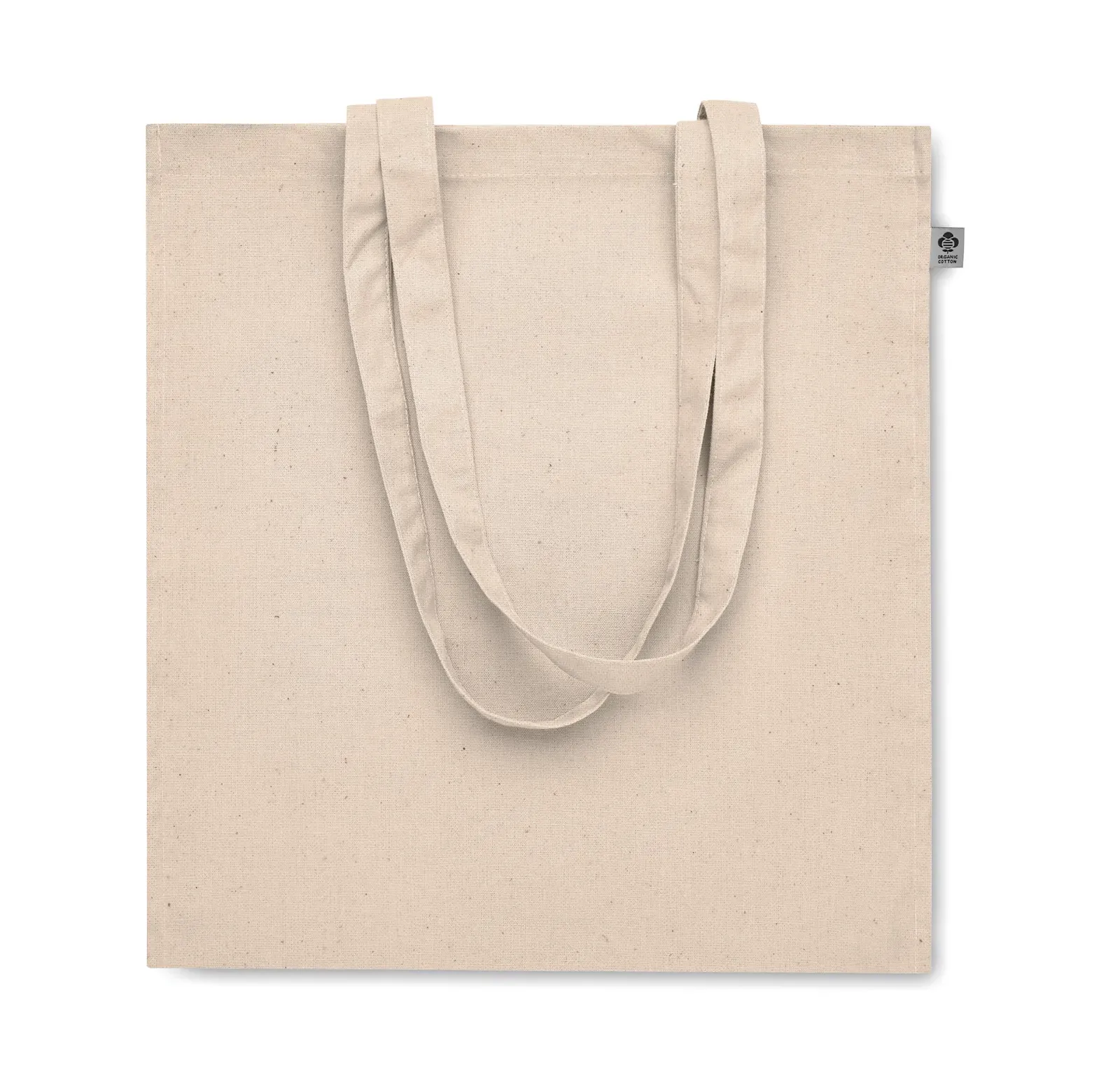 Organic Cotton Shopping Bag Bente with Long Handles 38X9X42 cm — Beige