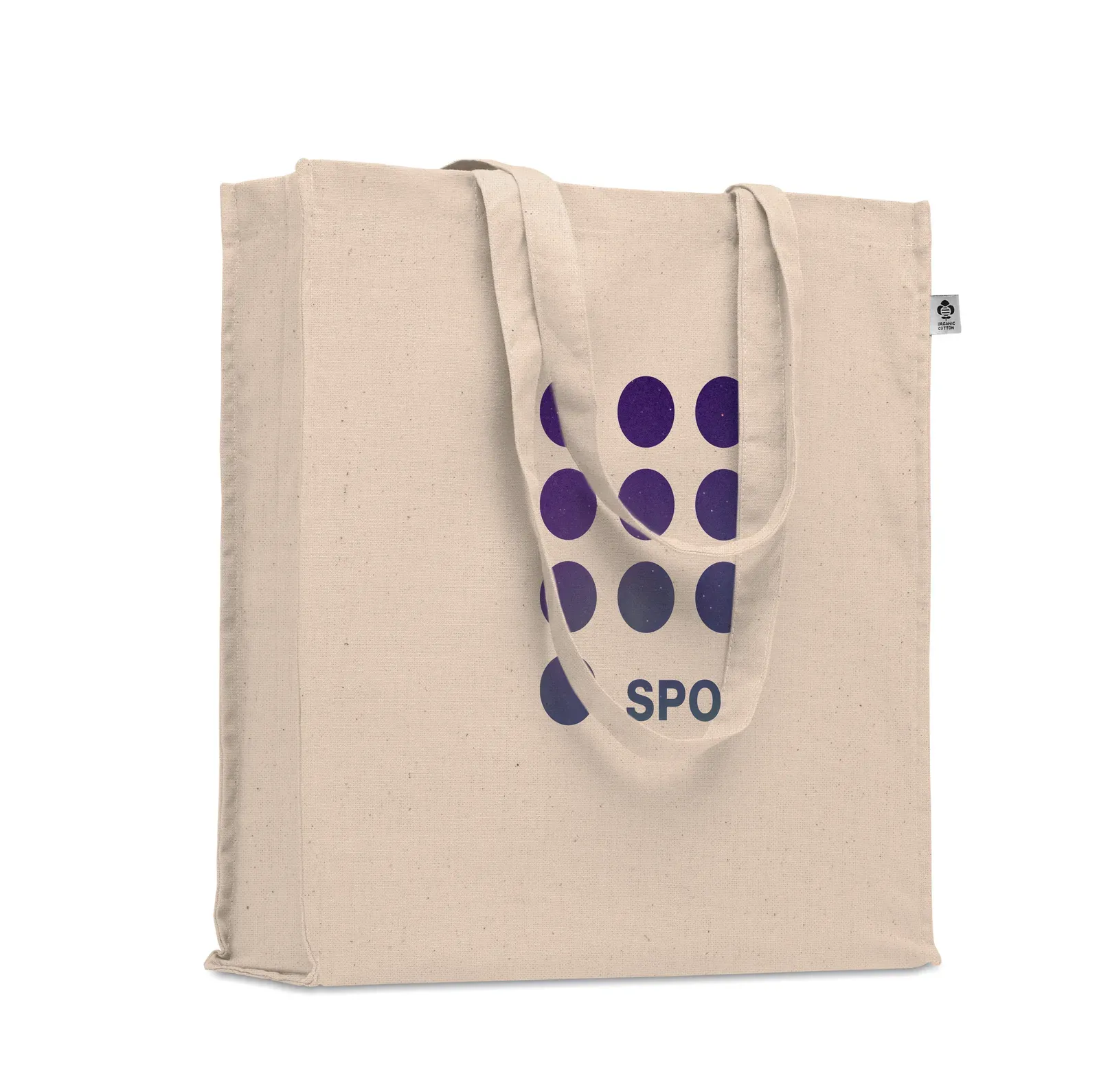 Organic Cotton Shopping Bag Bente with Long Handles 38X9X42 cm — Beige