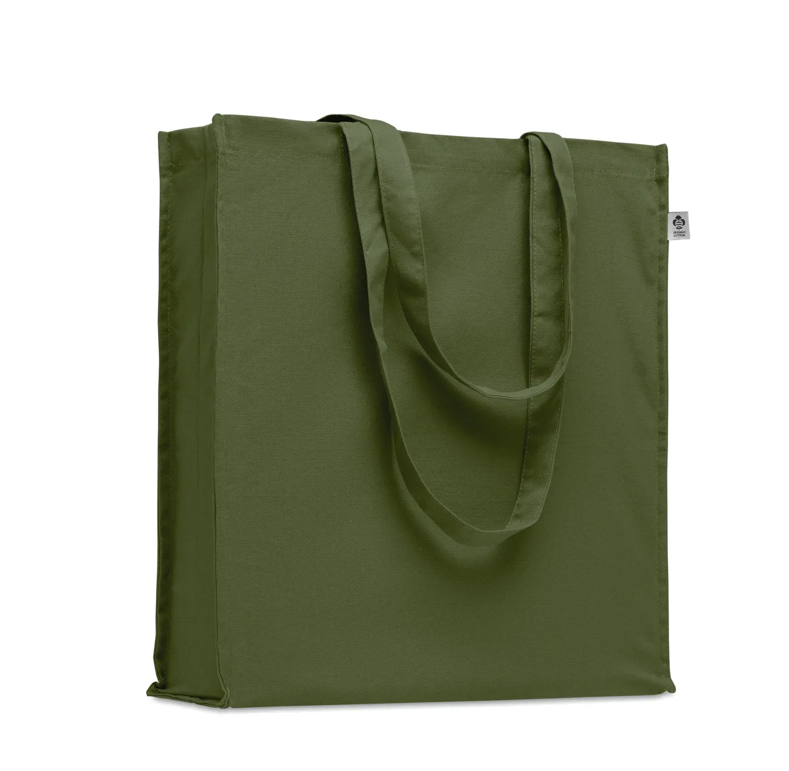 Organic Cotton Shopping Bag Bente Colour with Long Handles 38X9X42 cm — Green
