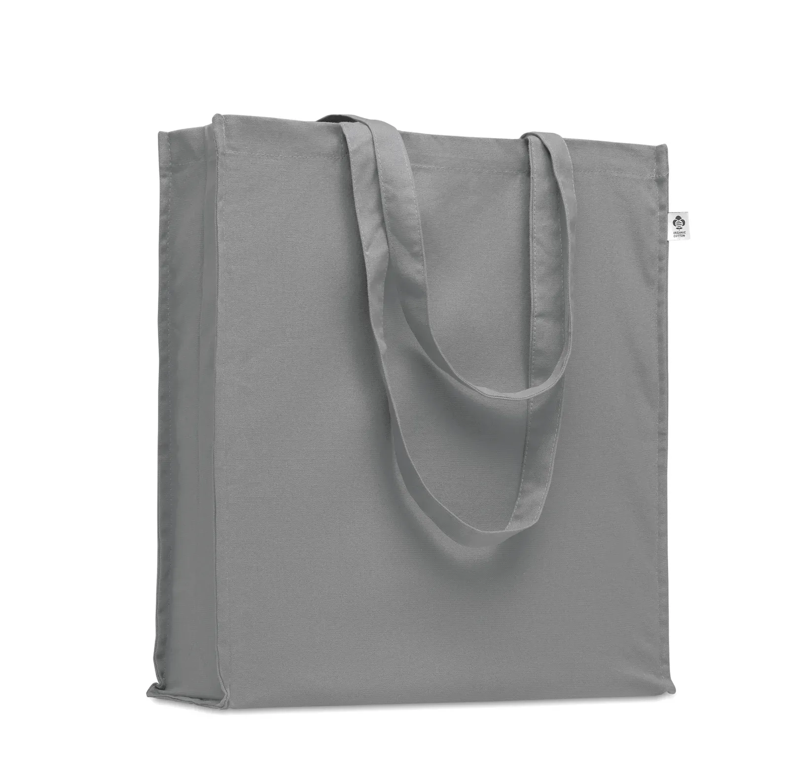 Organic Cotton Shopping Bag Bente Colour with Long Handles 38X9X42 cm — Grey