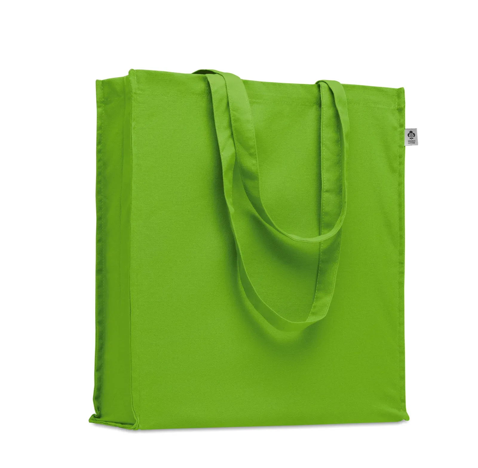 Organic Cotton Shopping Bag Bente Colour with Long Handles 38X9X42 cm — Lime