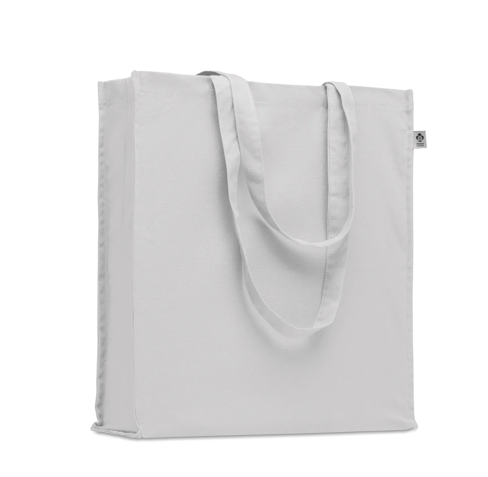 Organic Cotton Shopping Bag Bente Colour with Long Handles 38X9X42 cm — White