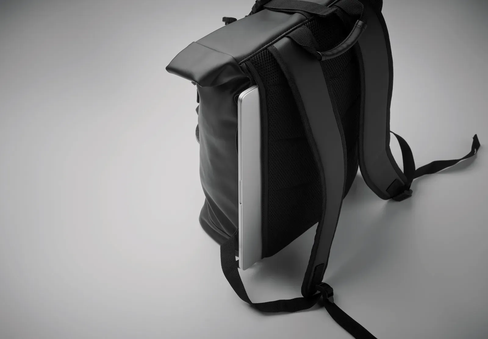 RPET Laptop Backpack Bai Roll with 15 Inch Fit 29X13X54 cm MO2230 — Black