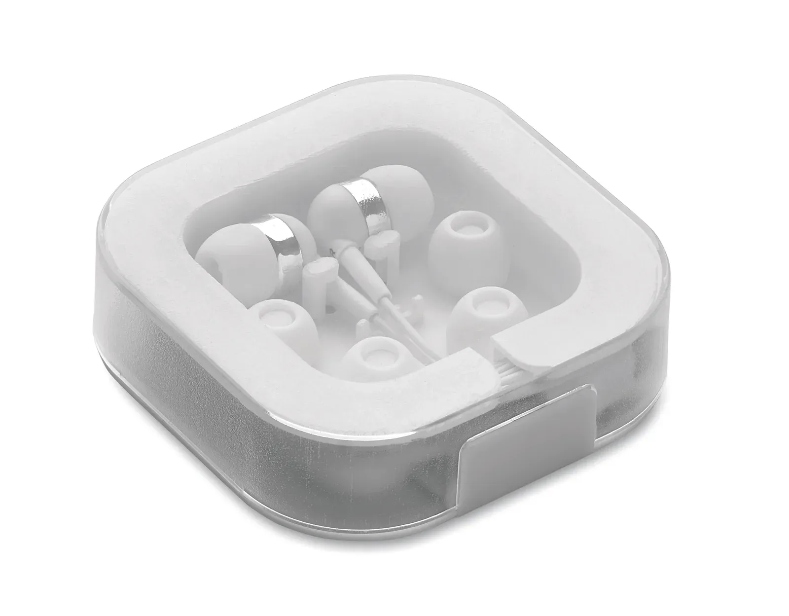 Musisoft C Silicone Earphones – Phone-Stand Case, 3 Spare Tip Sizes — White