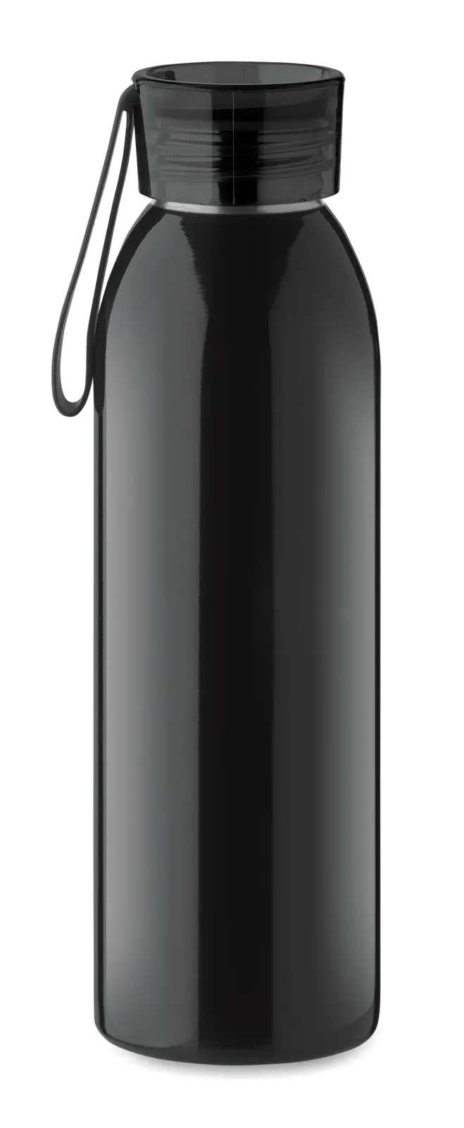 Bira – Single Wall Bicolour Stainless Steel Bottle with Rubber Grip and Carabiner Hook — Black