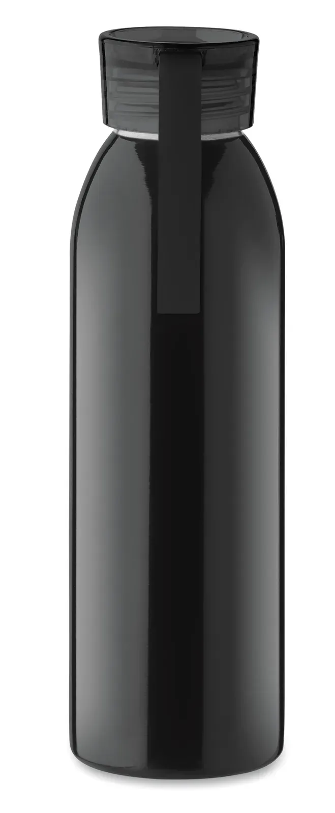 Bira – Single Wall Bicolour Stainless Steel Bottle with Rubber Grip and Carabiner Hook — Black