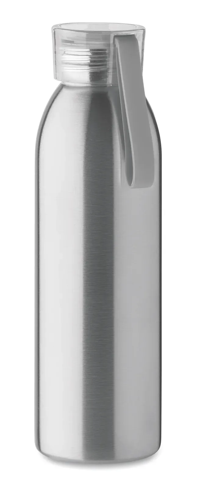 Bira – Single Wall Bicolour Stainless Steel Bottle with Rubber Grip and Carabiner Hook — Matt Silver