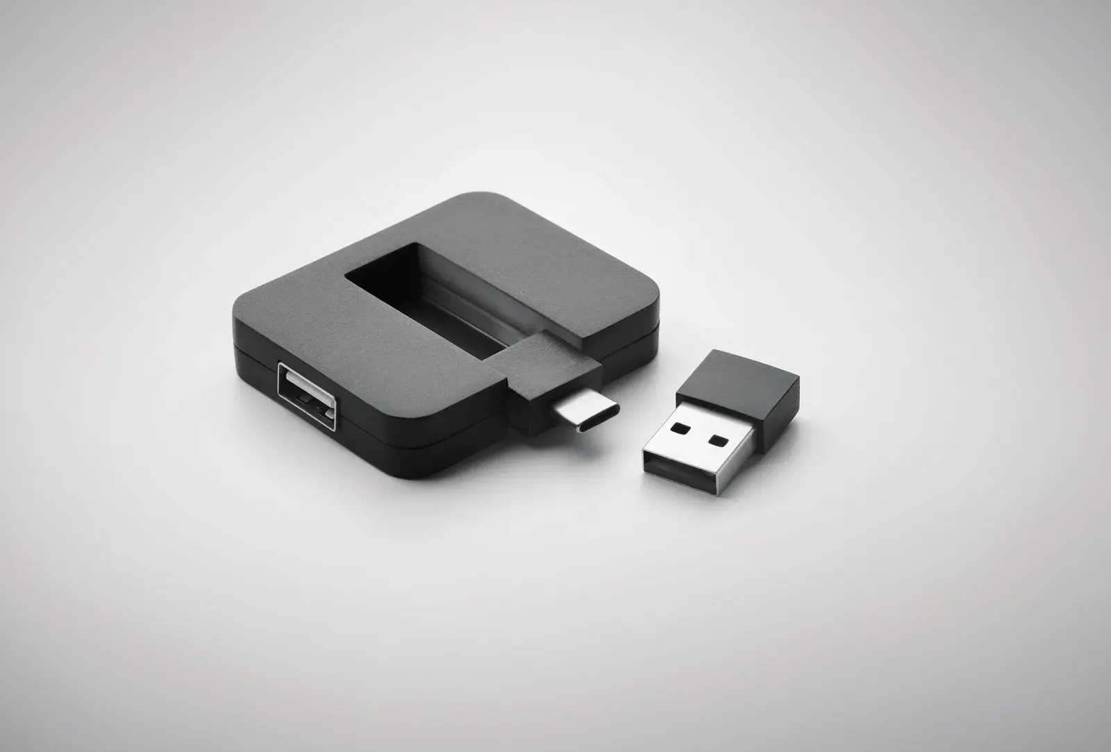 Square-C 4-Port USB Hub – Type-A & Type-C — Black