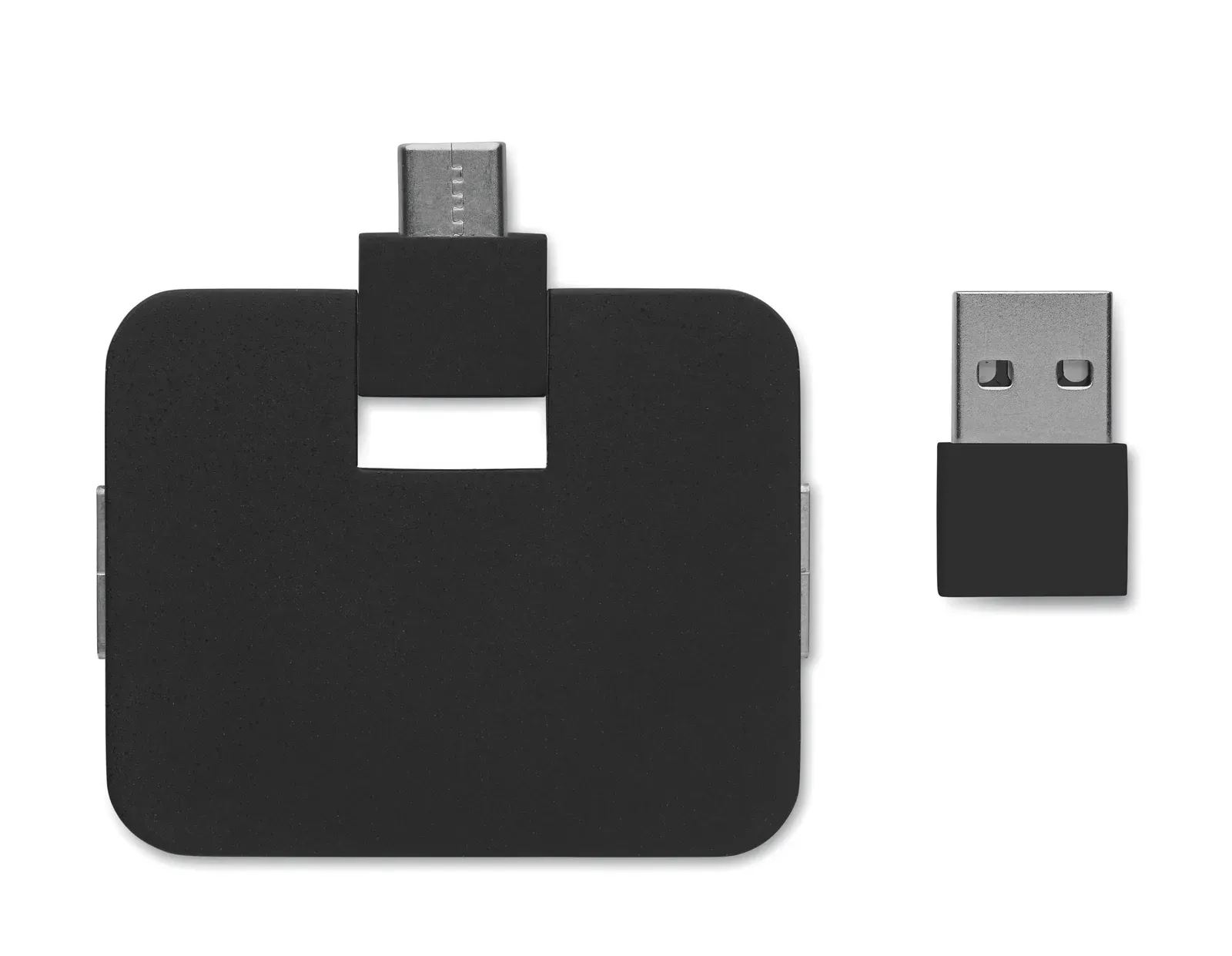 Square-C 4-Port USB Hub – Type-A & Type-C — Black