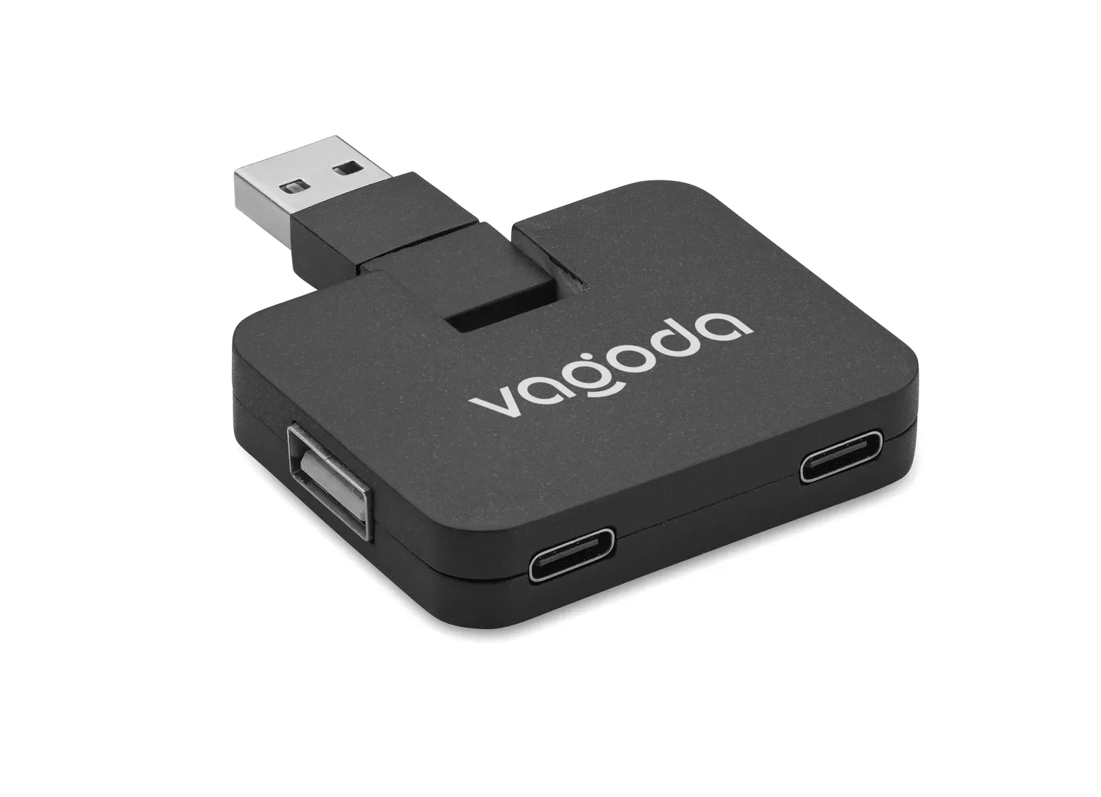 Square-C 4-Port USB Hub – Type-A & Type-C — Black