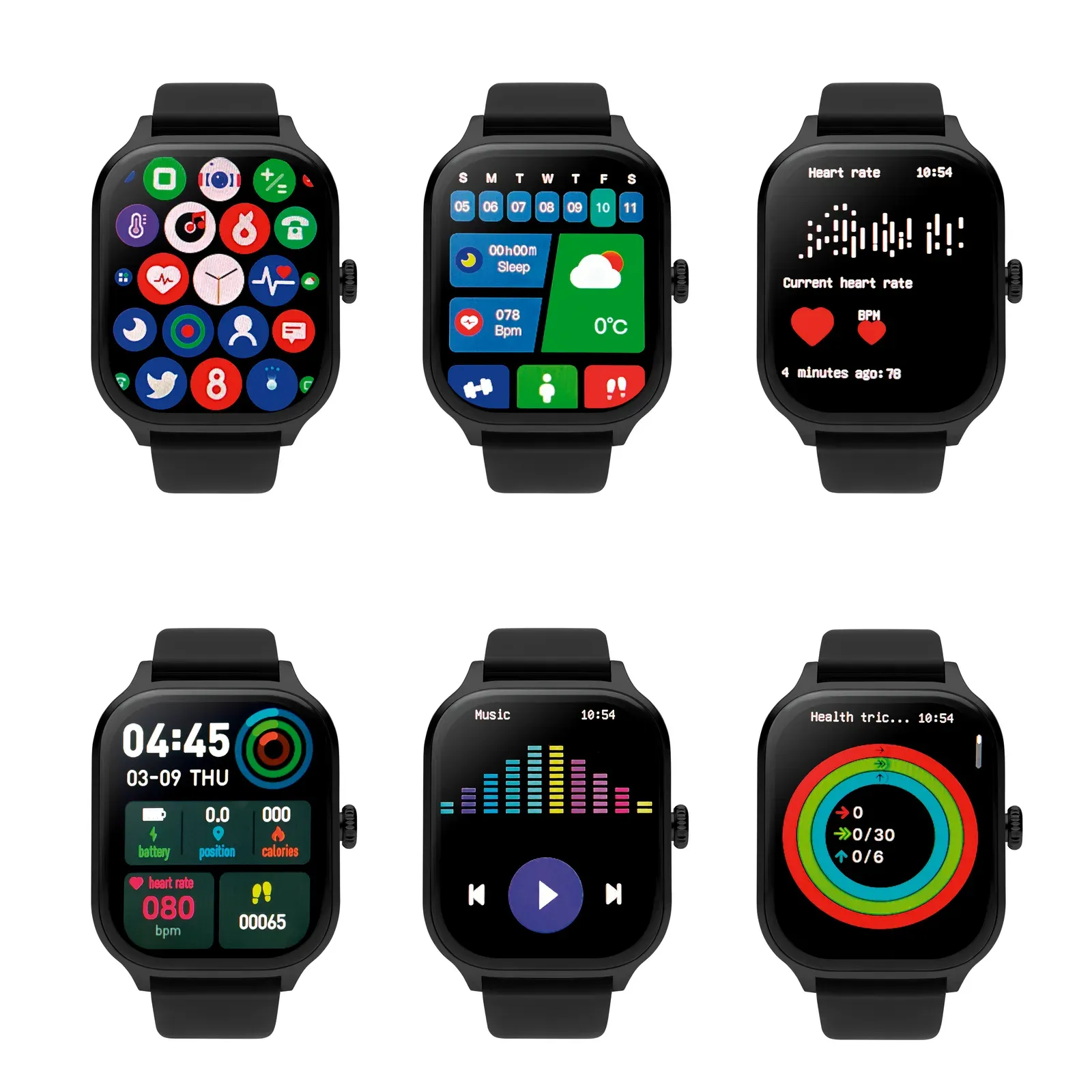 Irto 5.4 Smart Health Watch – Zinc Alloy, 2.01'' Touch LCD — Black