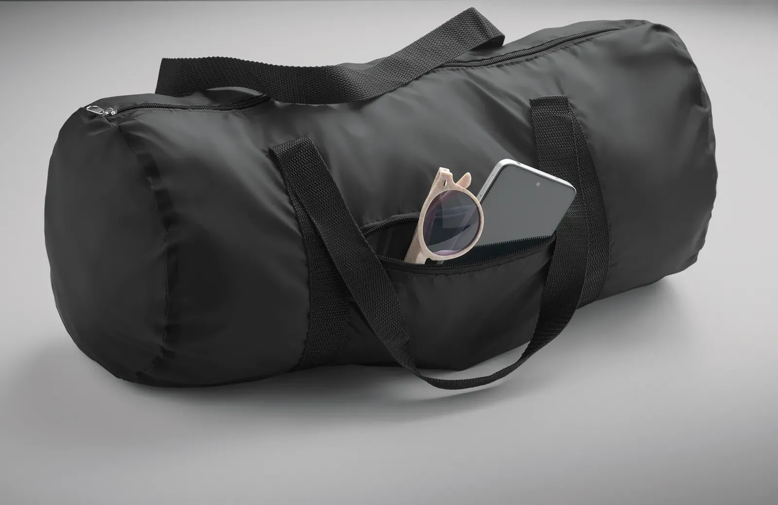 RPET Duffle Bag Duff with Zippered Pocket 48X23 cm MO2273 Duffle Bag — Black