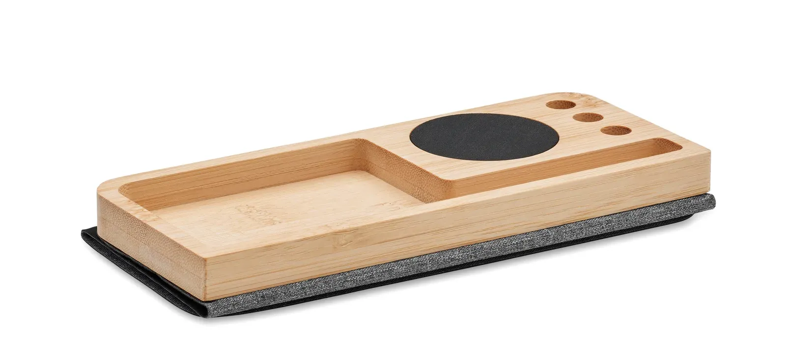 Pandu Bamboo Desk Organizer – 15W Wireless Charger, Phone Stand & Mouse Mat, FSC-Certified — Wood
