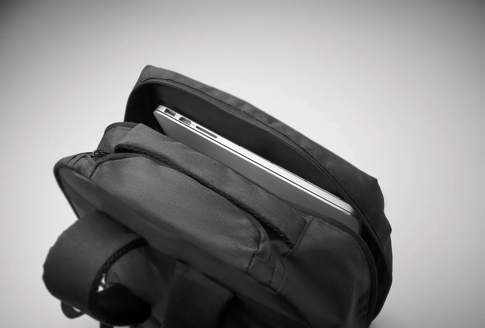 RPET Laptop Backpack Dalvik with Zippered Pocket 31X19X47 cm — Black