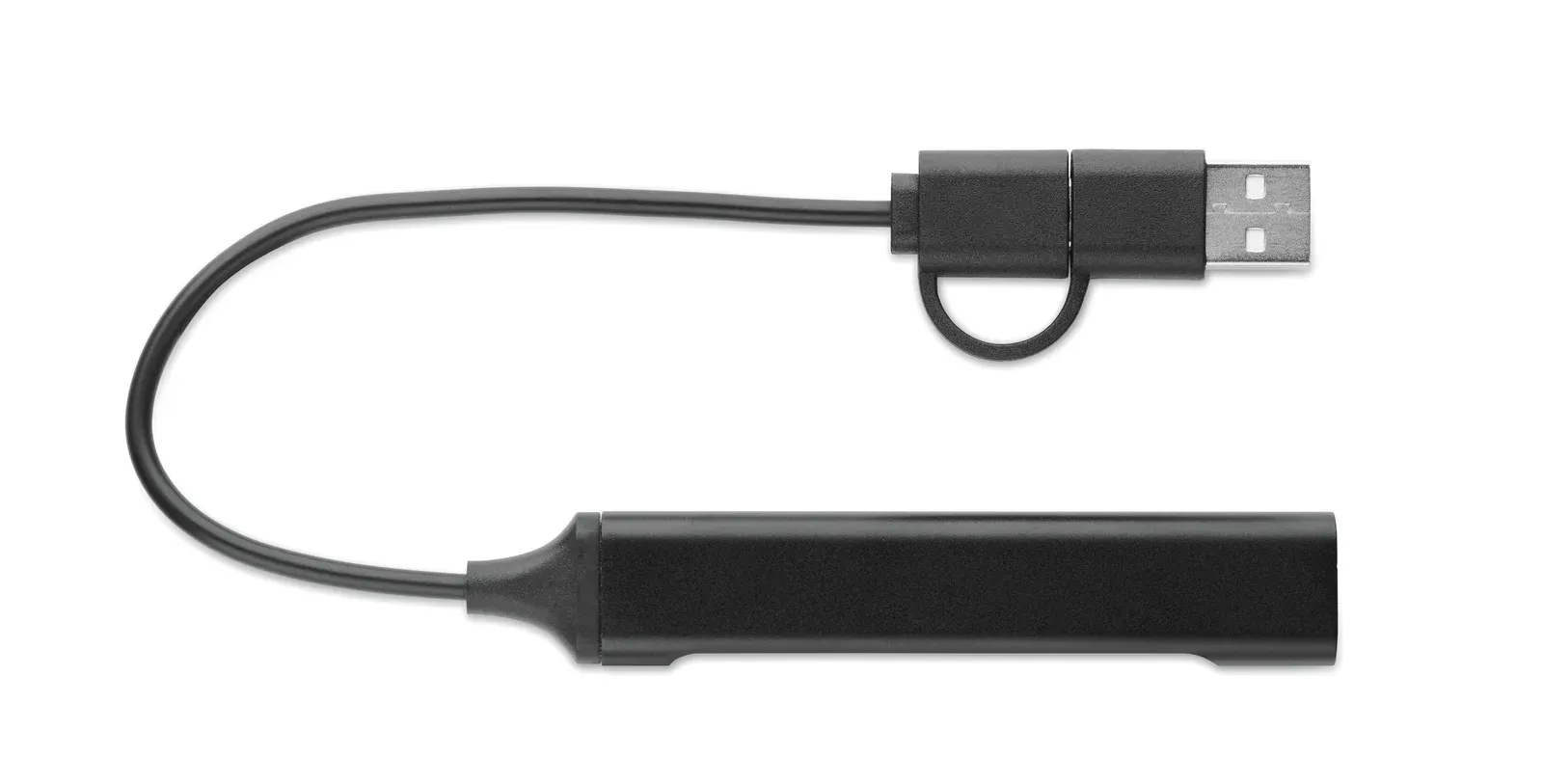 Current 4-Port Recycled Aluminium USB Hub – USB-A & Type-C — Black