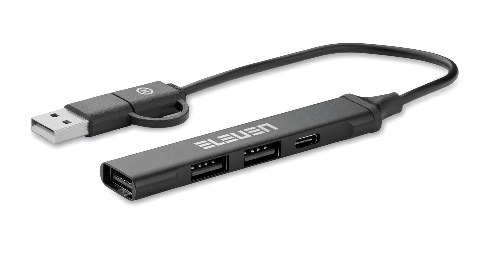Current 4-Port Recycled Aluminium USB Hub – USB-A & Type-C — Black
