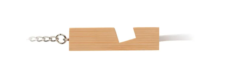 Clauerc Bamboo Key Ring – Phone Stand with Integrated Charging Cable