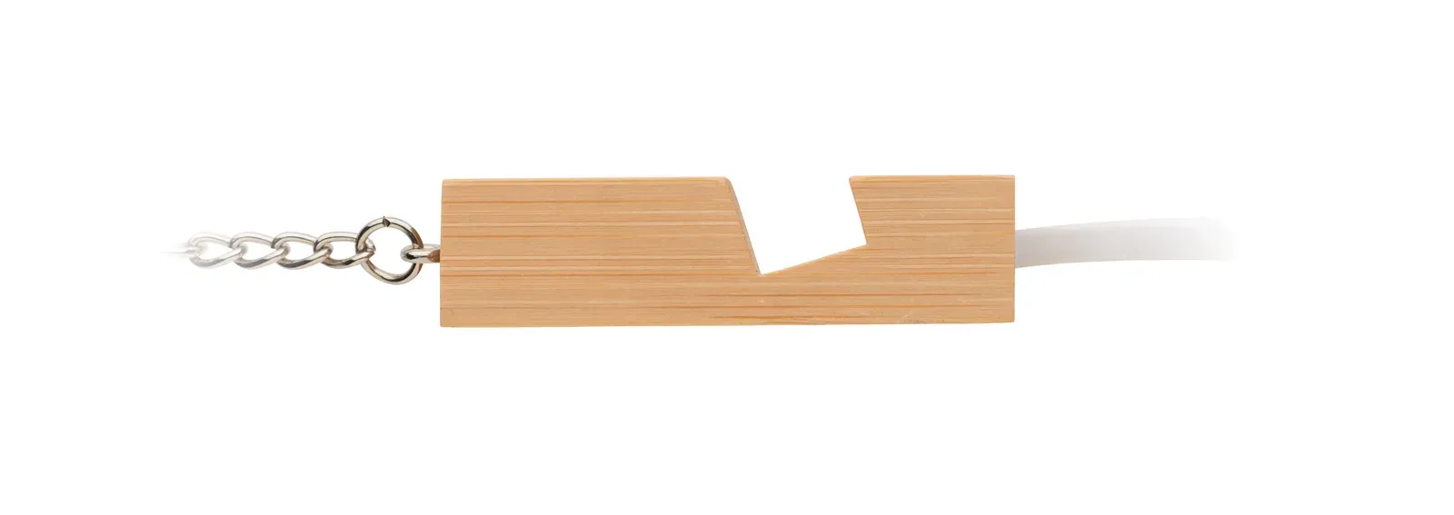 Clauerc Bamboo Key Ring – Phone Stand with Integrated Charging Cable — Wood