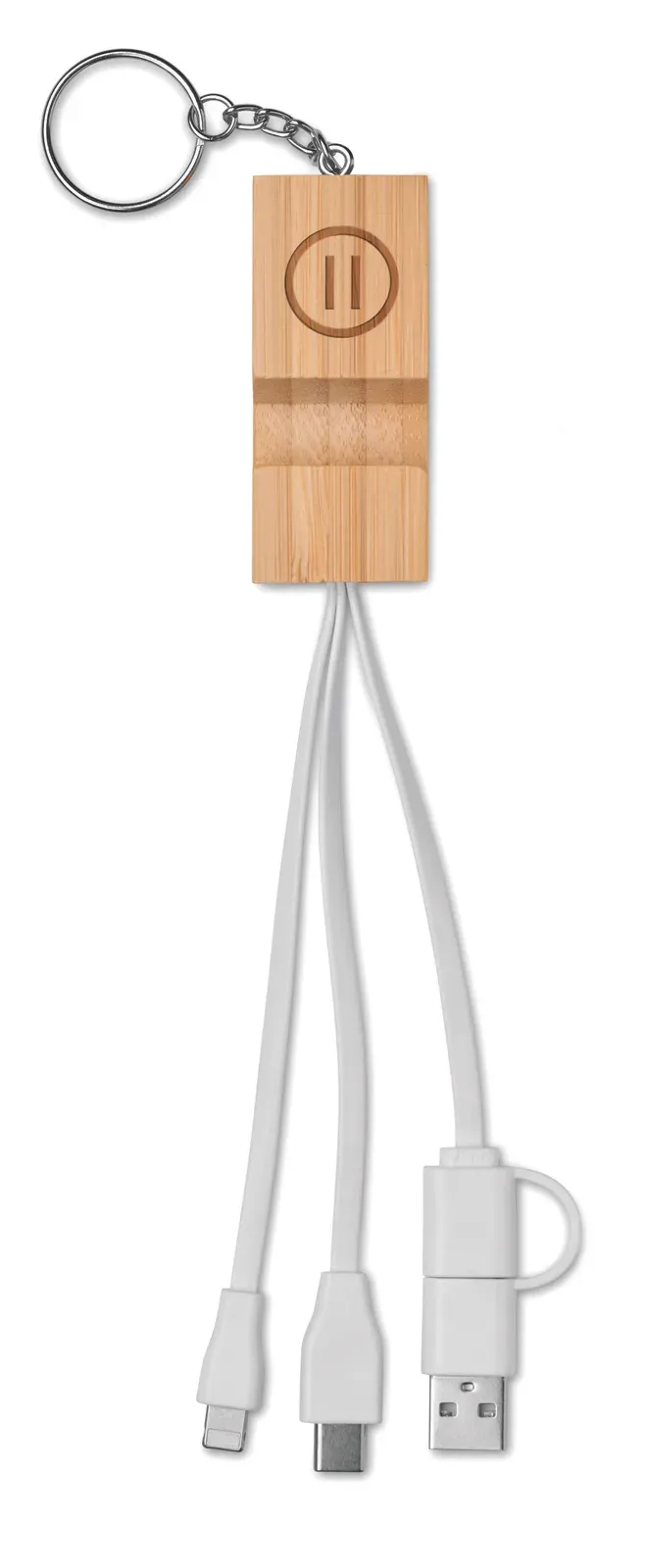 Clauerc Bamboo Key Ring – Phone Stand with Integrated Charging Cable — Wood