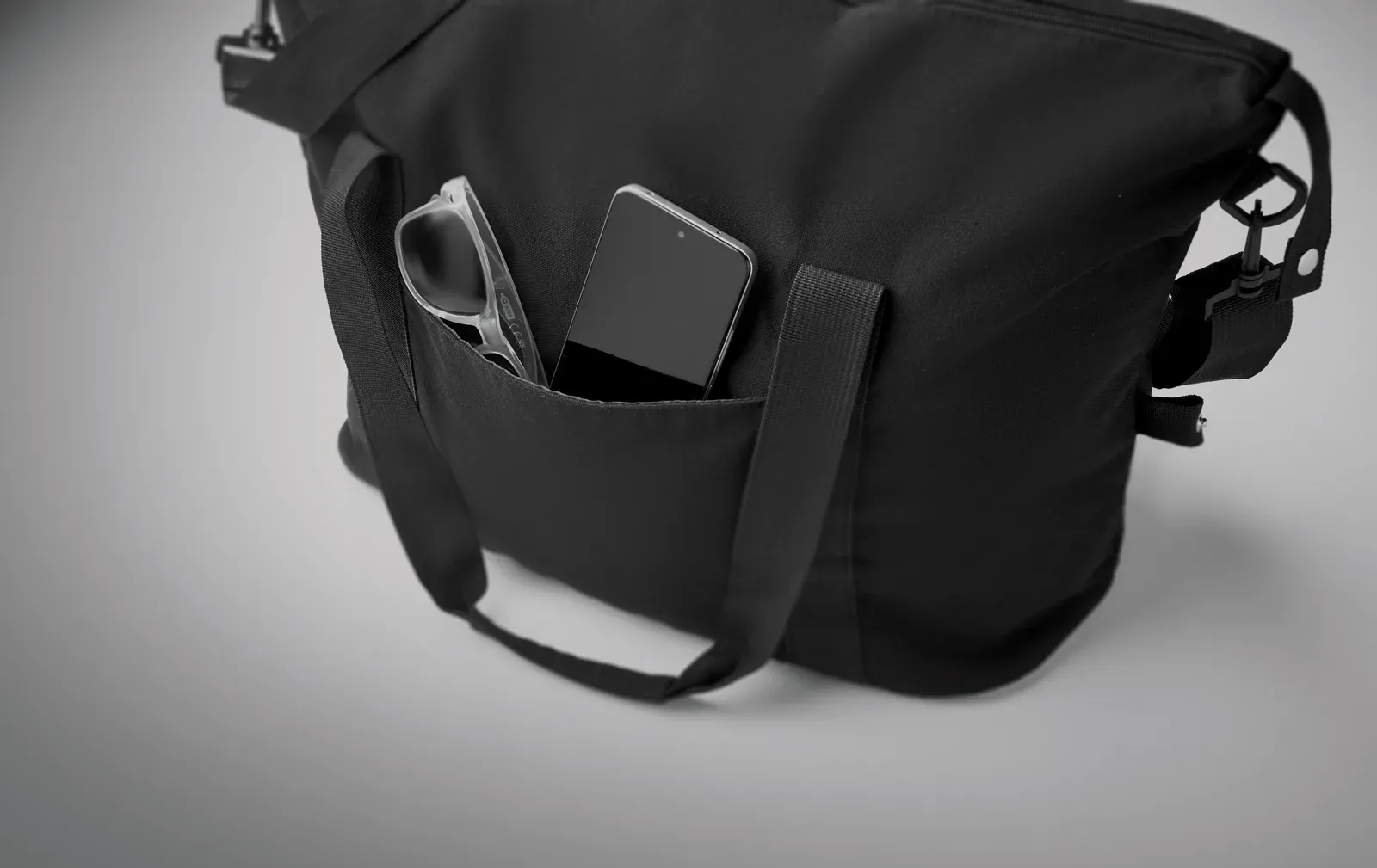 RPET Trolley Bag Koper Tote with Zippered Pocket 60X29X22 cm — Black