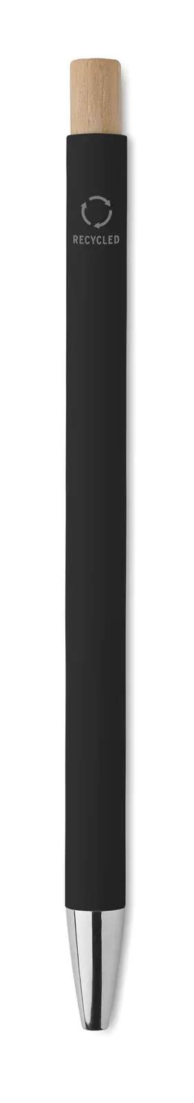 Bergamo Recycled Aluminium Pen – Bamboo Push Button, Silver Trim — Black