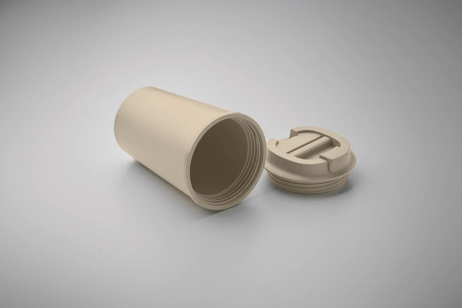 Beibaku – Double Wall Tumbler in 100% PLA Corn with PP Drinking Lid with Inner TPR — Beige