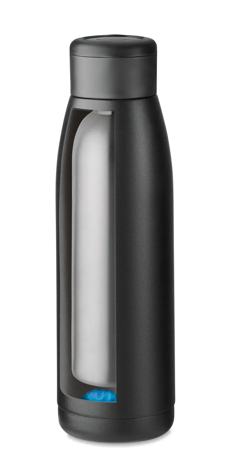 Calefrio – Double Wall Recycled Stainless Steel (90% Recycled Stainless Steel and 10% Stainless Steel) Bottle with Soft — Black
