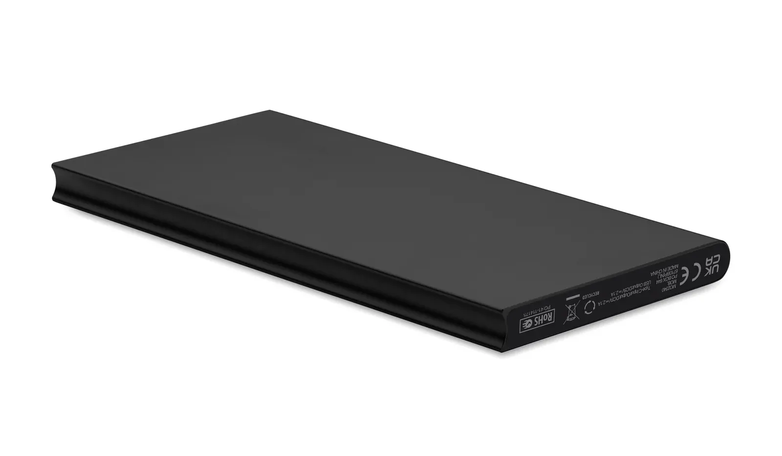 Powerflat8c 8000mAh Power Bank – Recycled Aluminium, USB Type-C — Black