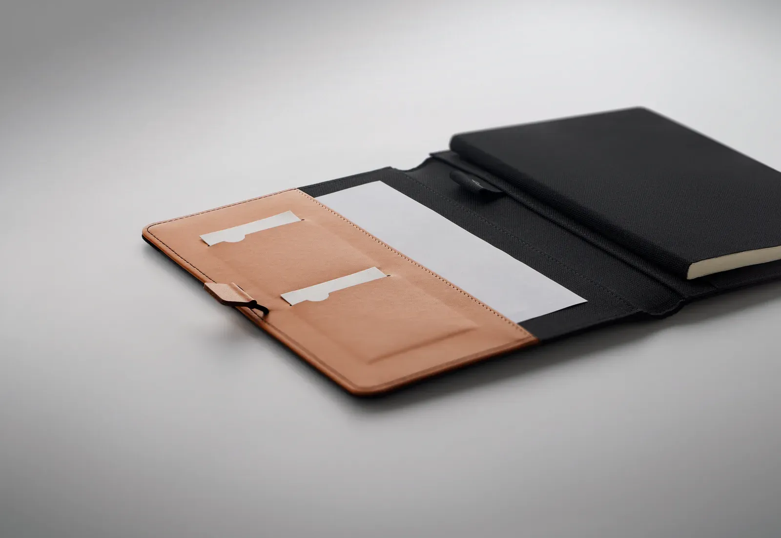 Feux A5 RPET & Cork Portfolio – Replaceable Notebook, 2 Card Holders, FSC-Certified — Black