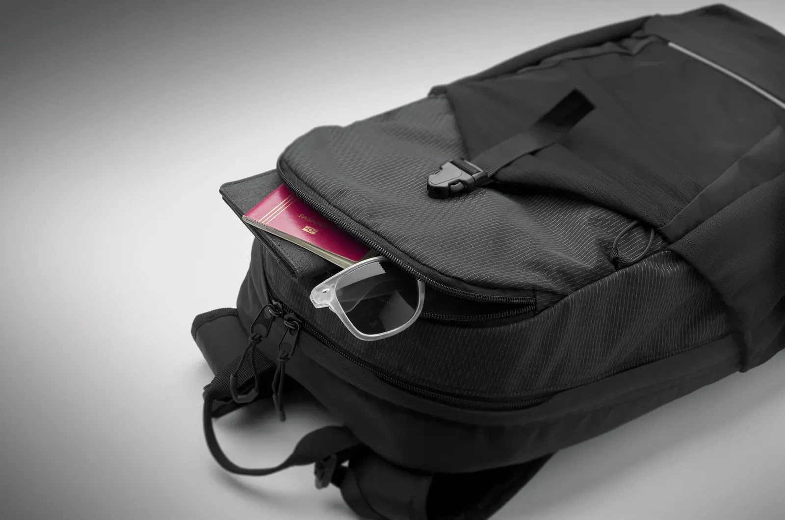 Backpack Bagga with Zippered Pocket 29.5X11X50 cm MO2372 Backpack — Black
