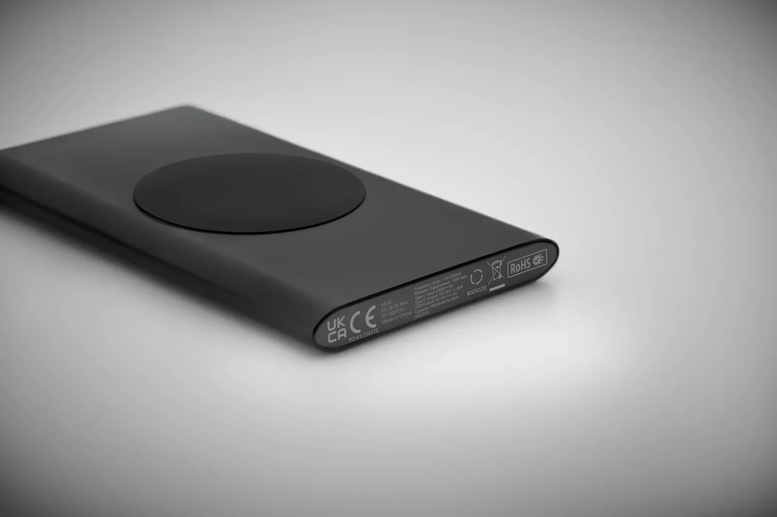 Powerplus 15W Wireless Charging Power Bank 5000mAh – Recycled Aluminium — Black
