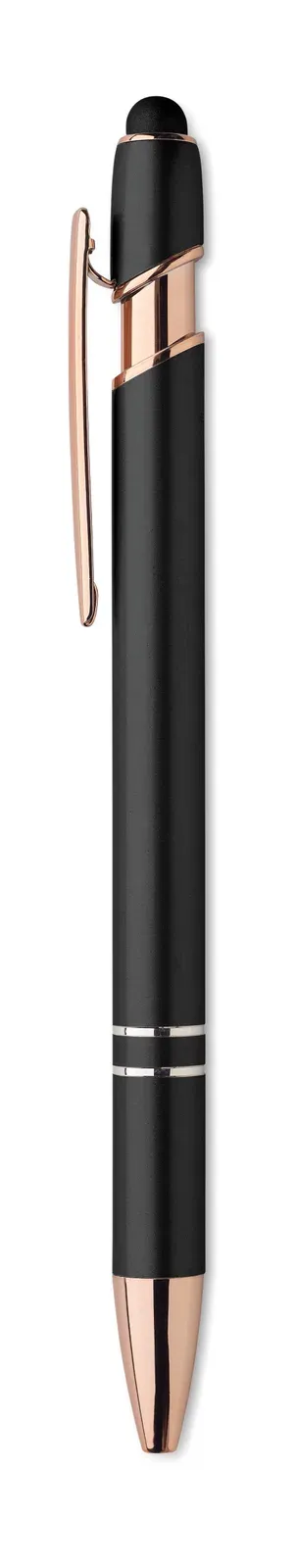 Geneva Recycled Aluminium Stylus Pen – Rose Gold Detail — Black