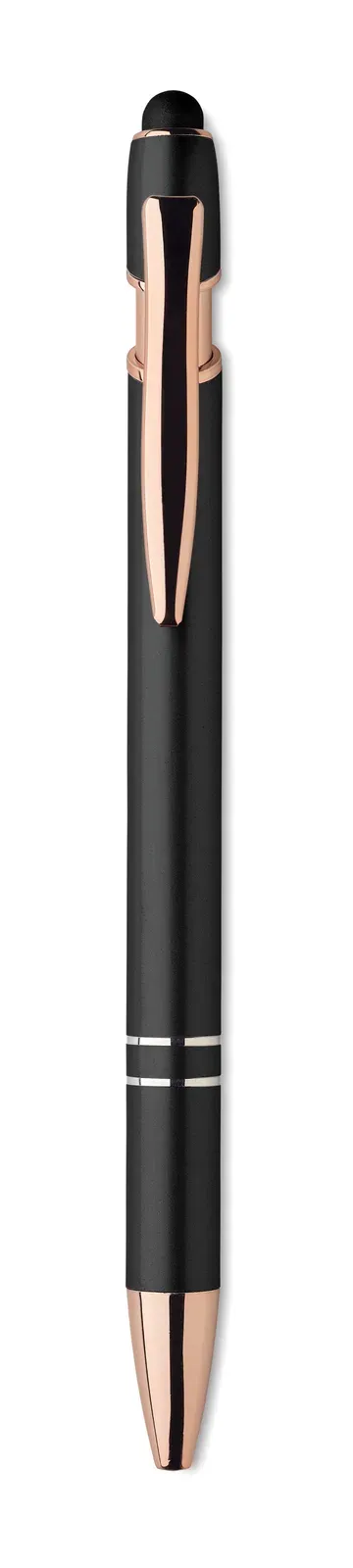 Geneva Recycled Aluminium Stylus Pen – Rose Gold Detail — Black