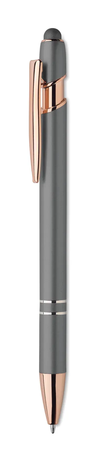 Geneva Recycled Aluminium Stylus Pen – Rose Gold Detail — Stone Grey