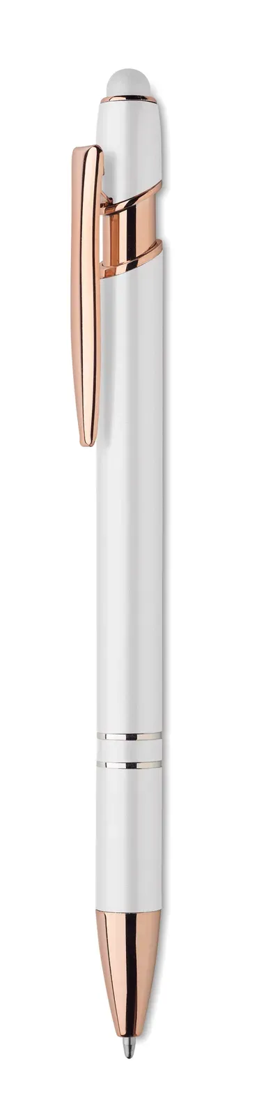 Geneva Recycled Aluminium Stylus Pen – Rose Gold Detail — White