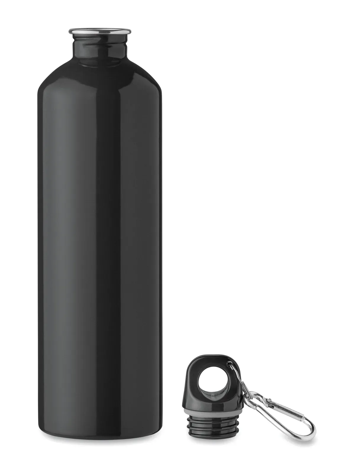 Rebig Moss – Single Wall Recycled Stainless Steel Bottle (90% Recycled Stainless Steel and 10% Stainless Steel) with Carabiner — Black