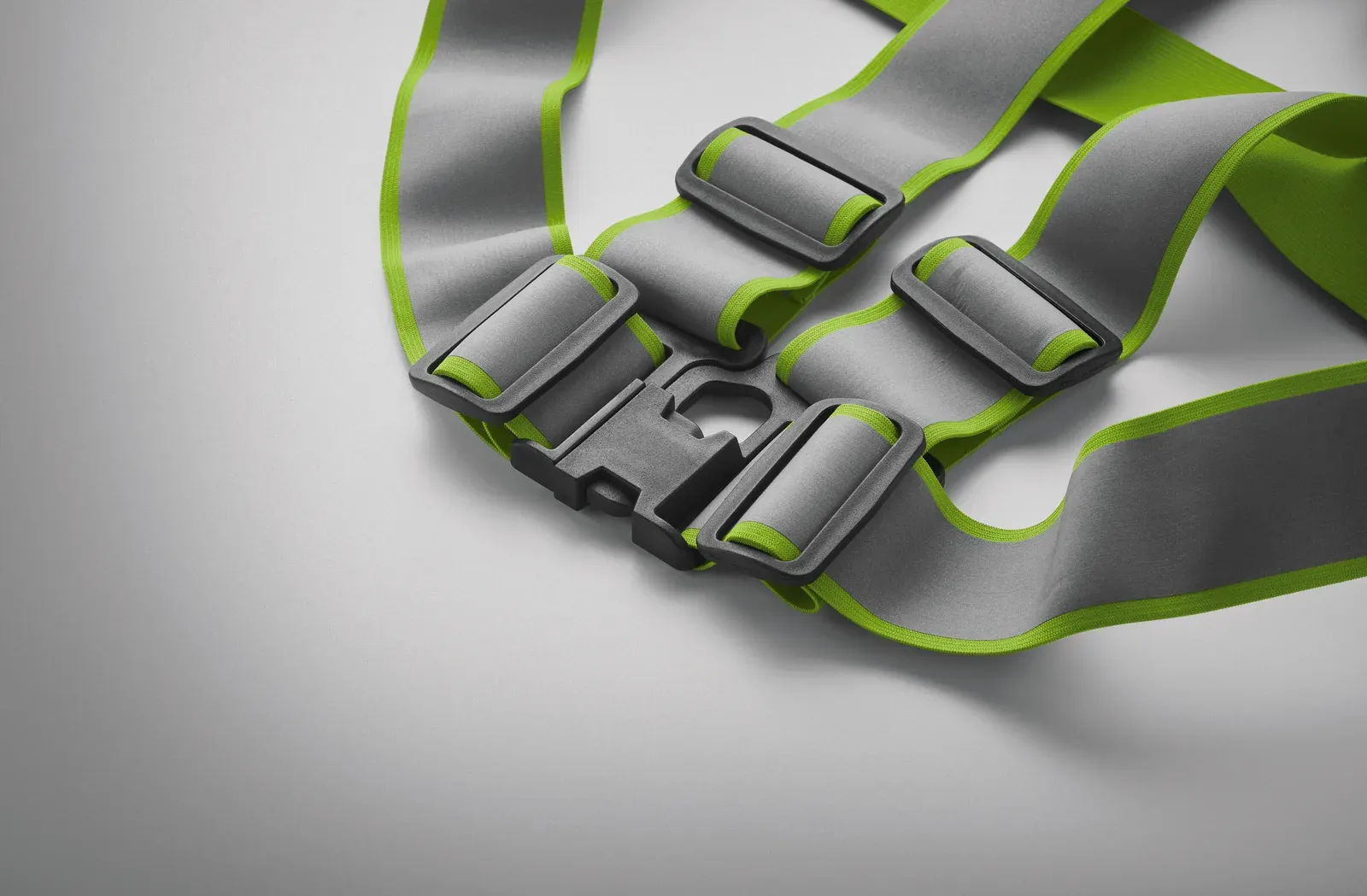 Allvisible+ – Adjustable 360°reflective Body Belt with Silver Stripes — Neon Green