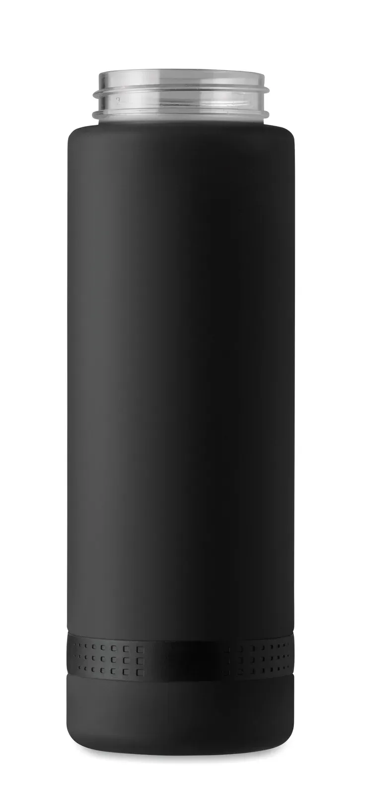 Level – Sports Water Bottle in RPET, Motivational Time Markings, One Hand Opening Flip Top Lid — Black