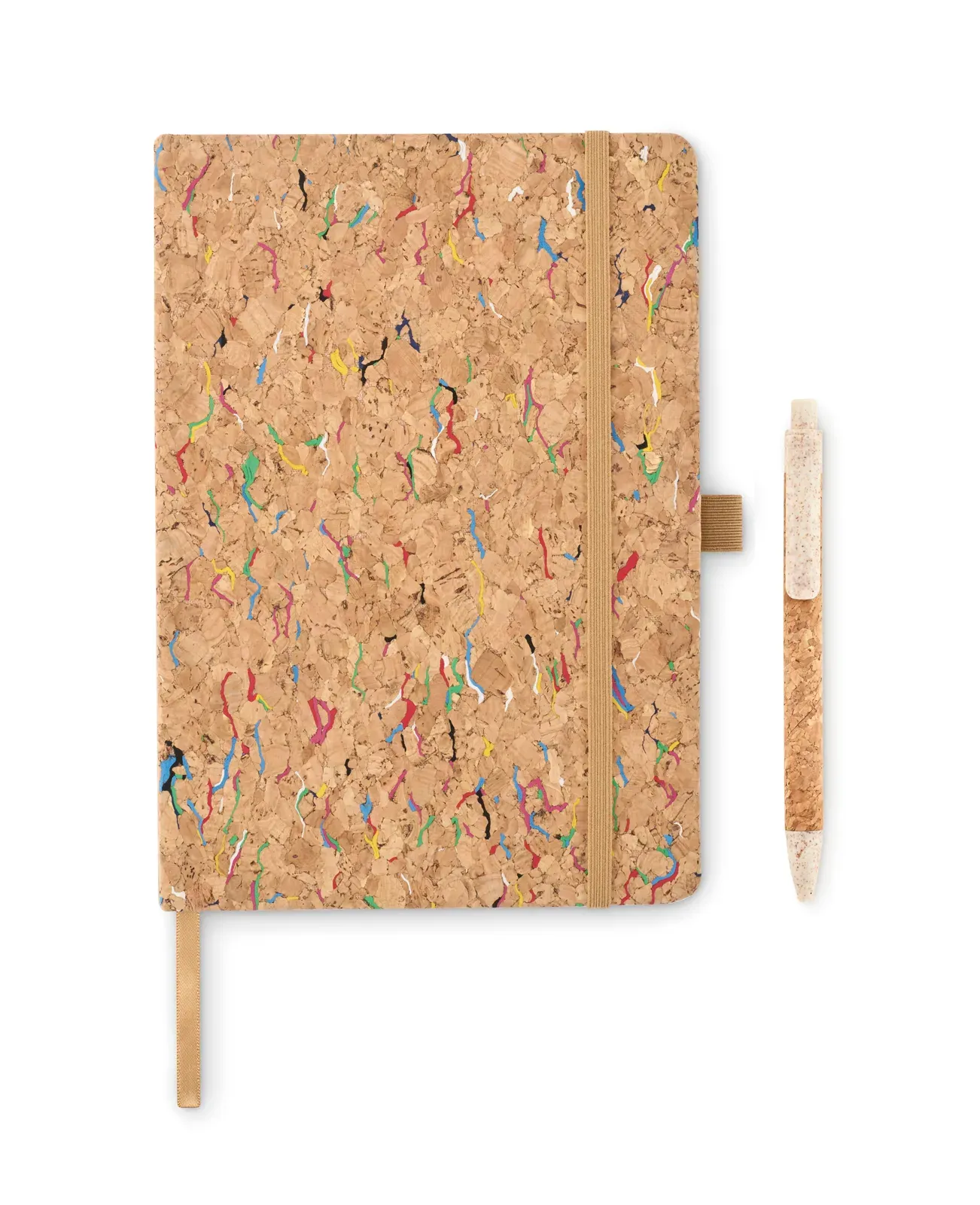 Cornota A5 Cork Notebook – 192-Page Refill with Elastic Closure & Pen Holder — Beige
