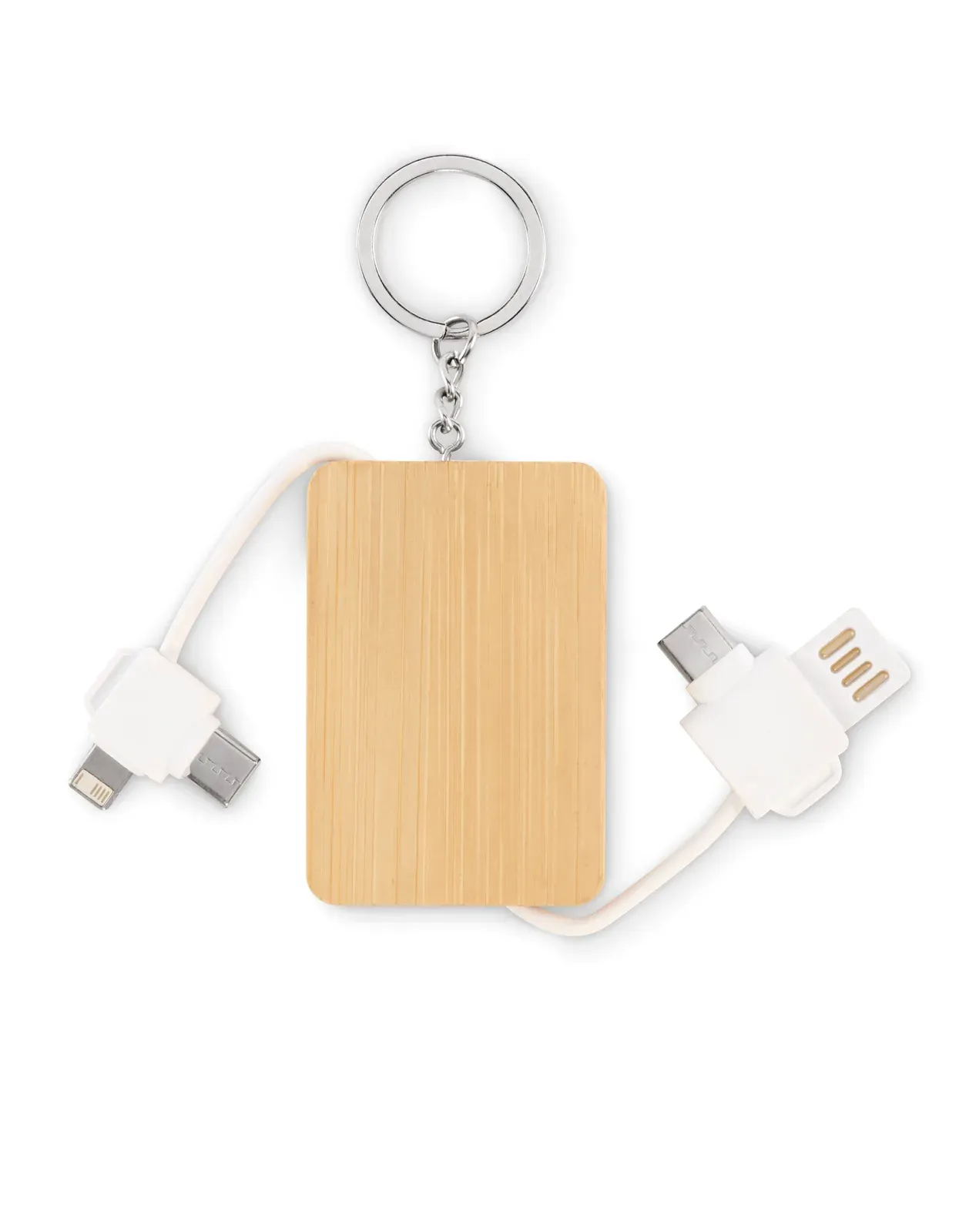 Bupow Bamboo Key Ring Charging Cable – Type-C & Micro-B — Wood