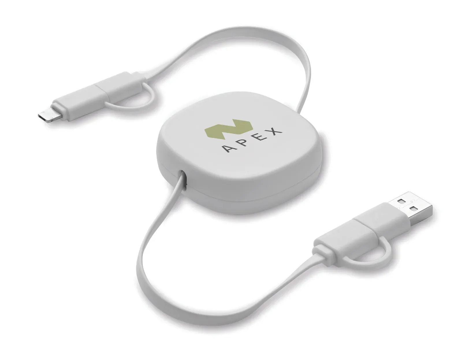 Linea 60W Retractable Charging Cable – Recycled ABS — White