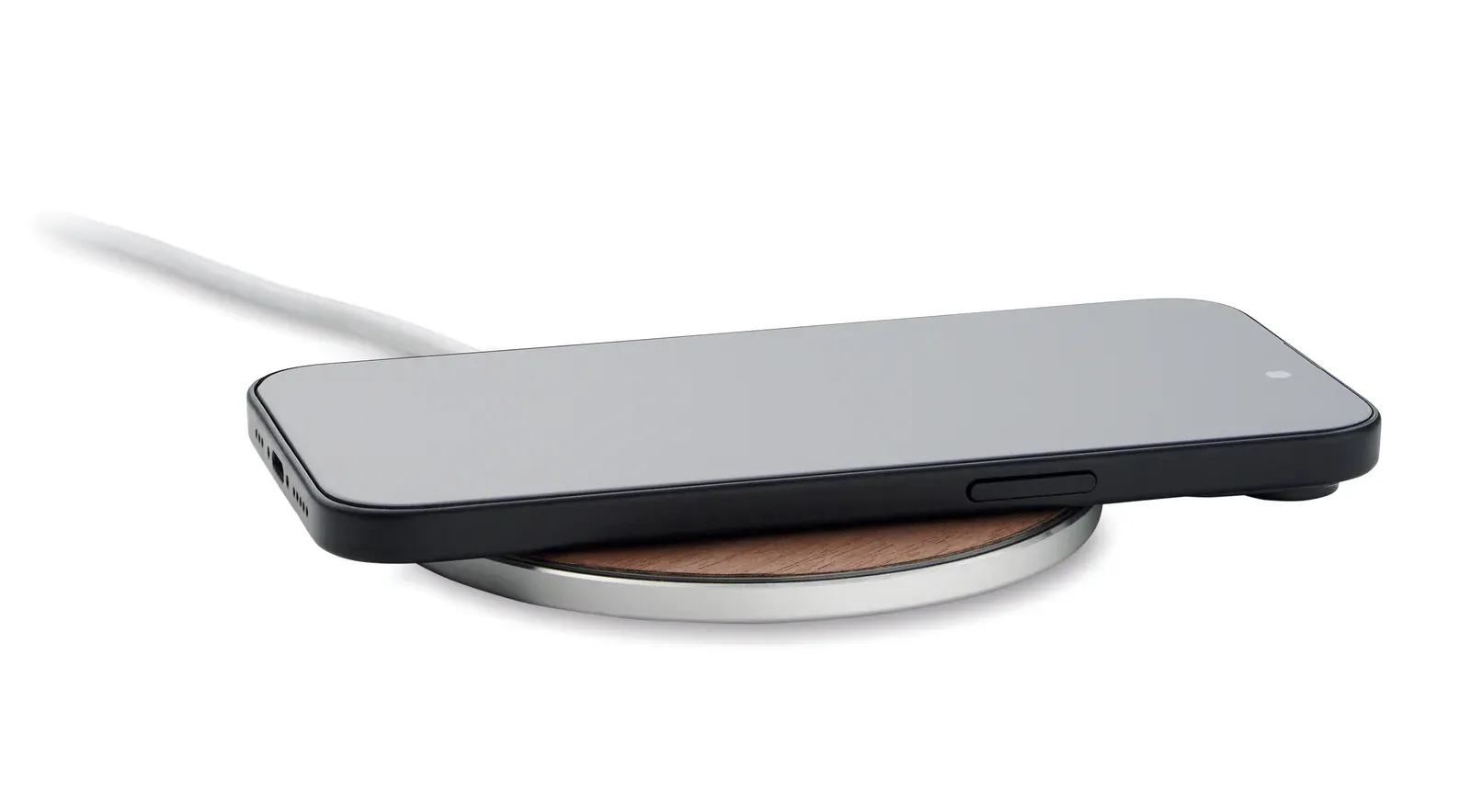 Neuz 15W Wireless Charger – Recycled Aluminium with Walnut Top — Wood