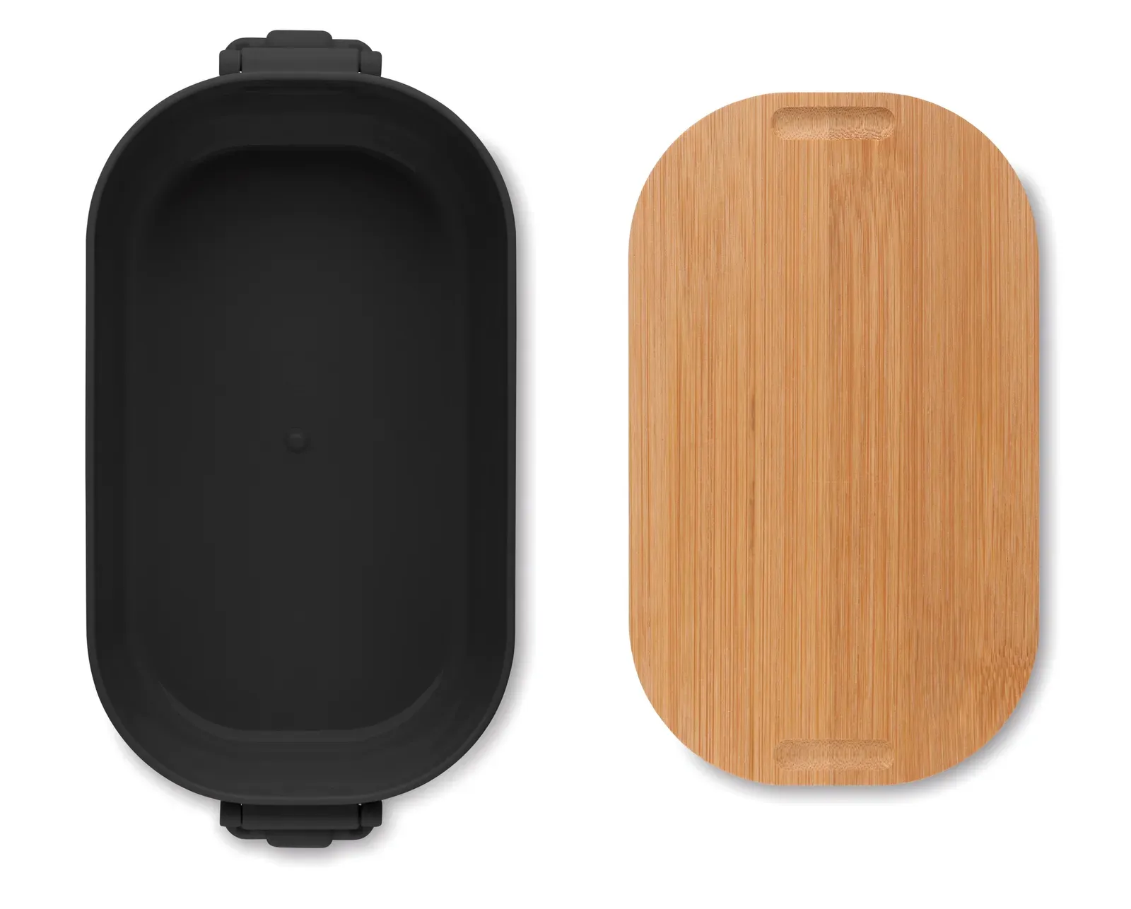 Lekker – PP Lunch Box with 2 Side Clasp Closures and Bamboo Lid — Black