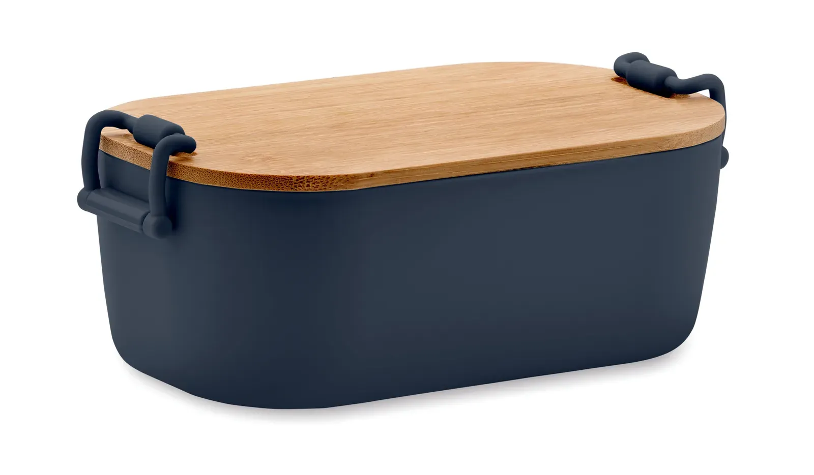 Lekker – PP Lunch Box with 2 Side Clasp Closures and Bamboo Lid — French Navy