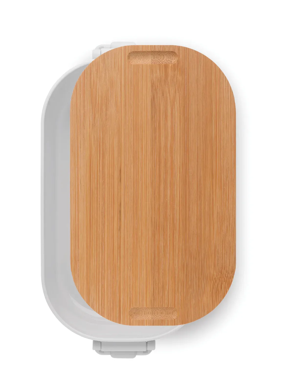 Lekker – PP Lunch Box with 2 Side Clasp Closures and Bamboo Lid — White