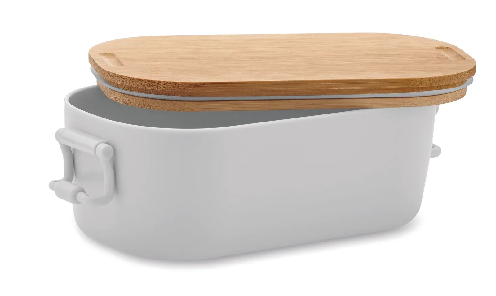 Lekker – PP Lunch Box with 2 Side Clasp Closures and Bamboo Lid — White