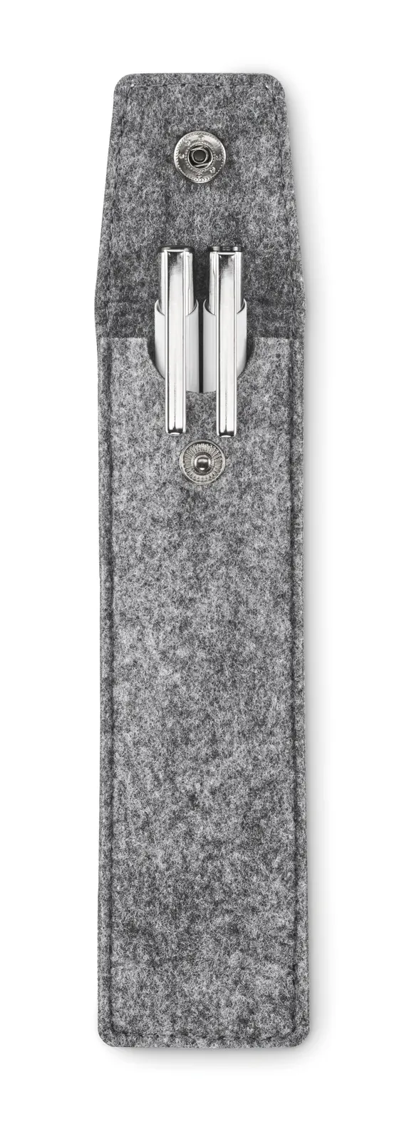 Cencil RPET Felt Pen Case – Holds 2 Pens, Snap Button Closure — Grey