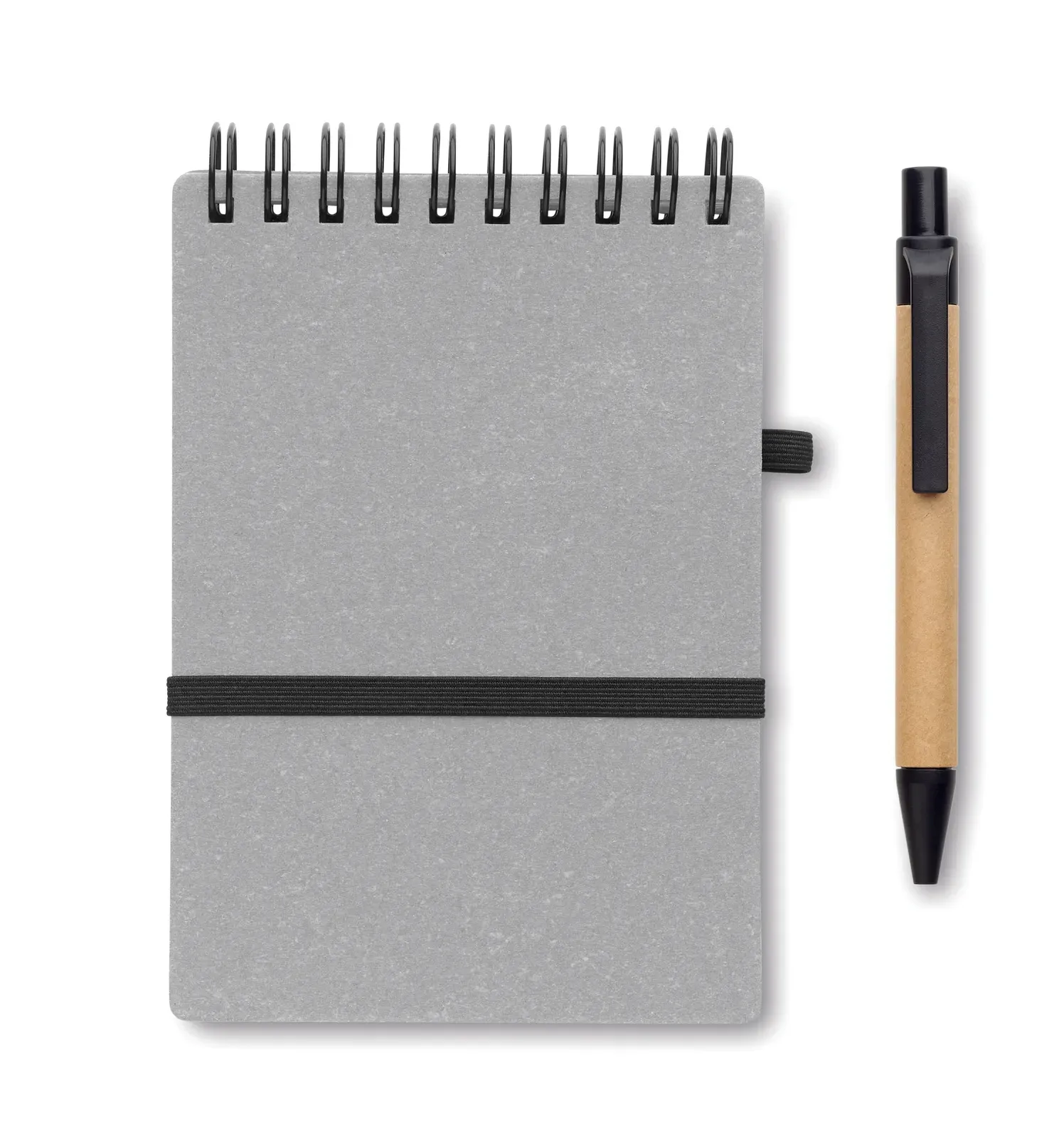 Notie Recycled Paper & PU Notebook + Pen Set – 140-Page FSC-Certified Refill — Grey